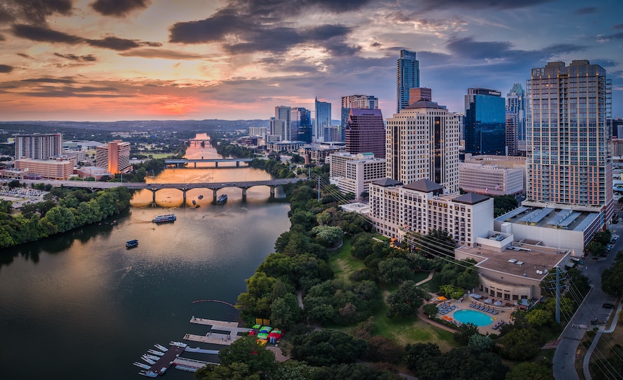 Downtown Austin, Texas during sunset